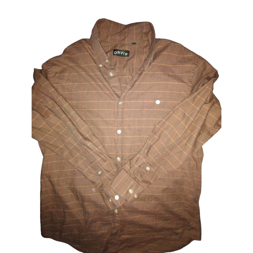 Orvis Shirt Long Sleeve Mens Large Brown Check Shacket‎